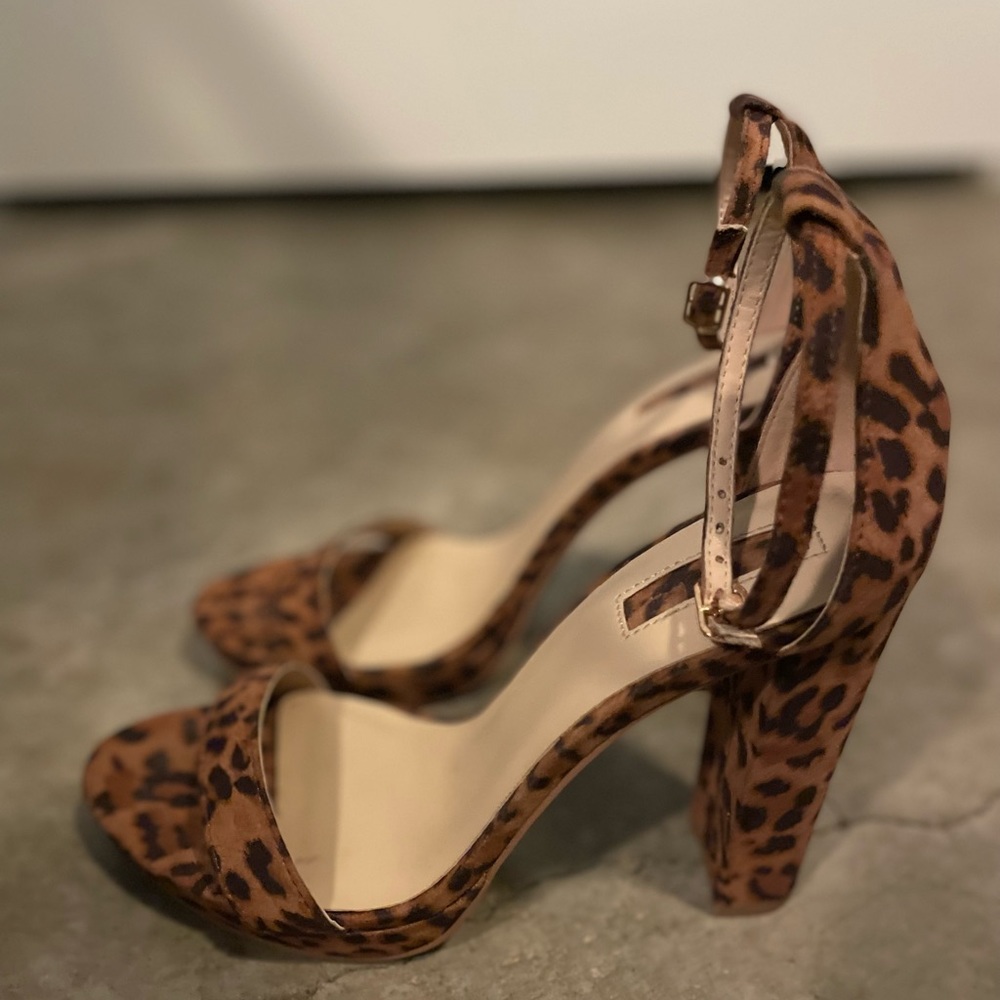 Leopard Print Chunky Heels - Size 8.5